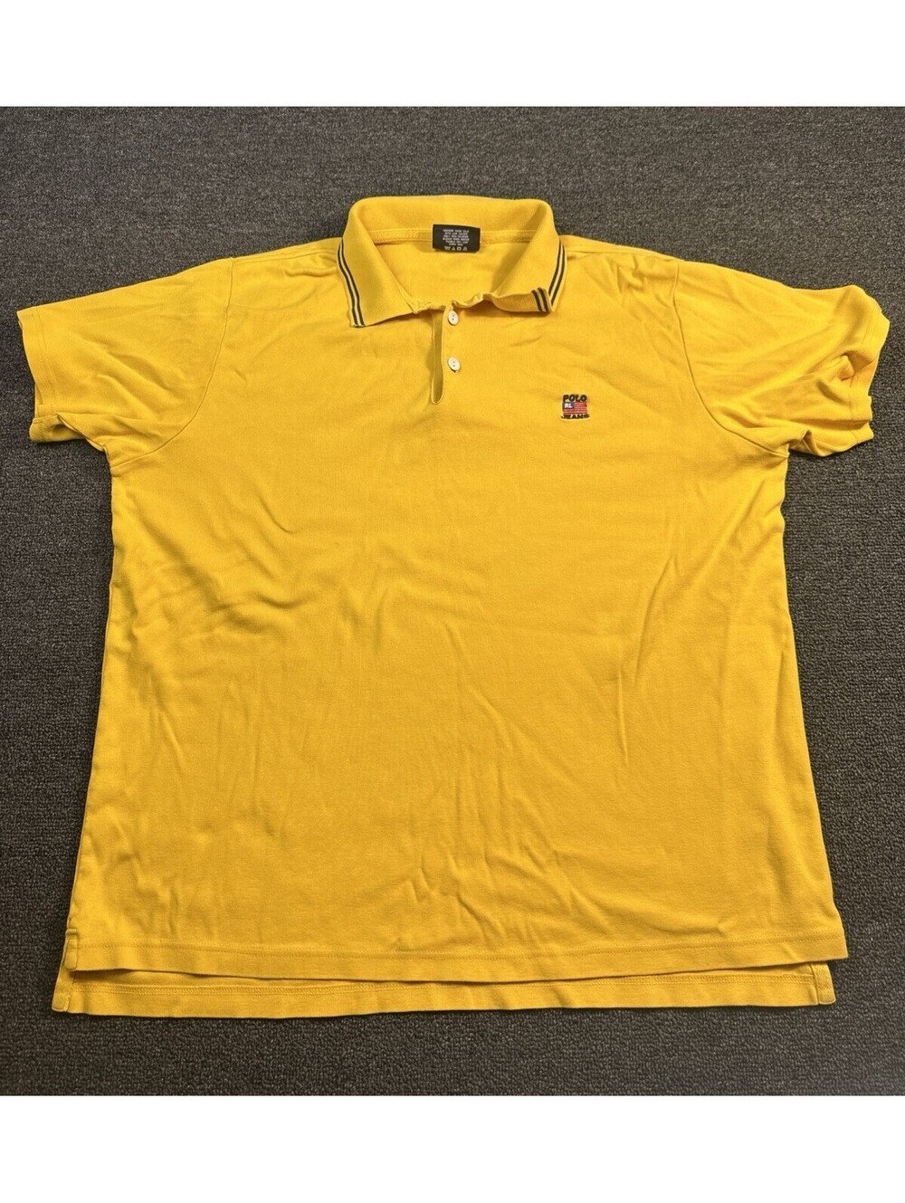 Polo Jean Co. Ralph Lauren Mens Polo XL Yellow American Flag